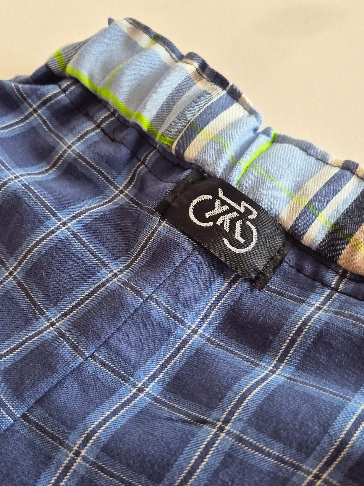 Baby joggebukser - blå ruter - str 80
