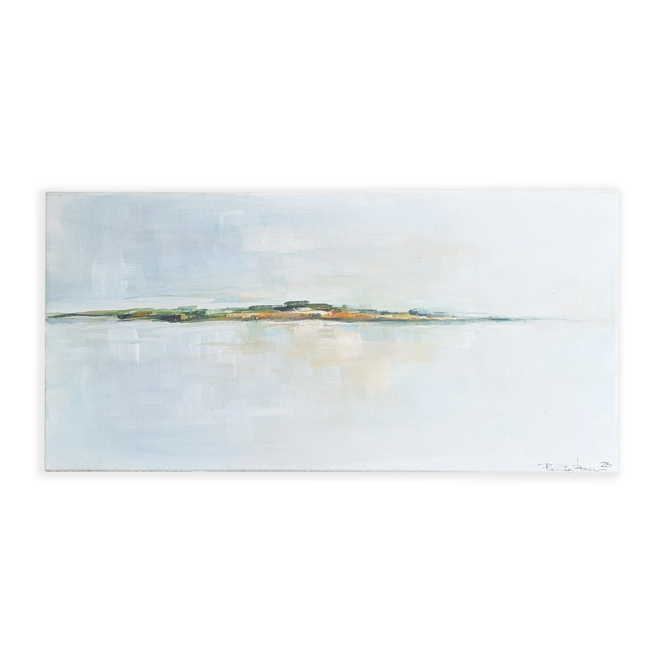Himmel og hav i høstlys - maleri (60 x 30 cm)