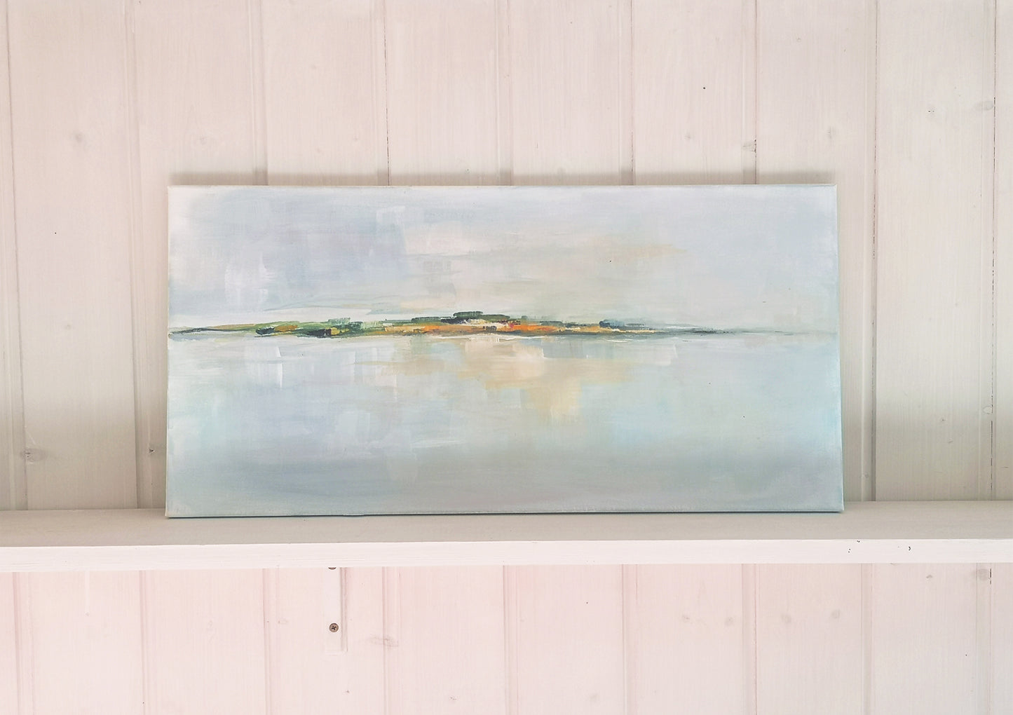 Himmel og hav i høstlys - maleri (60 x 30 cm)