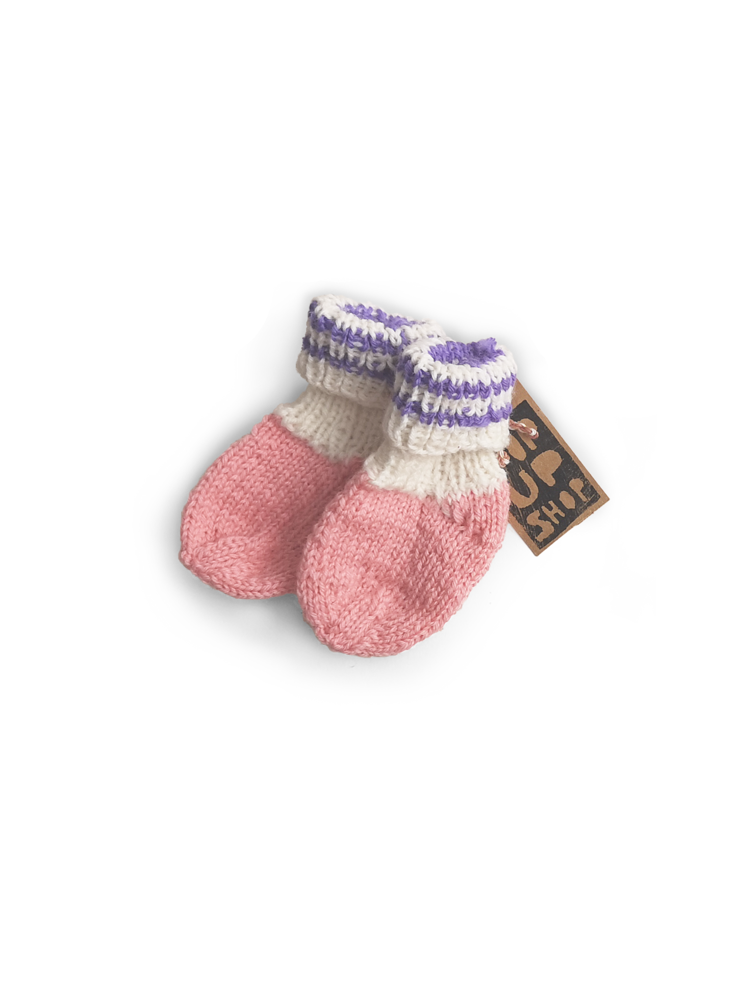 Baby sokker - rosa/ lilla stripe