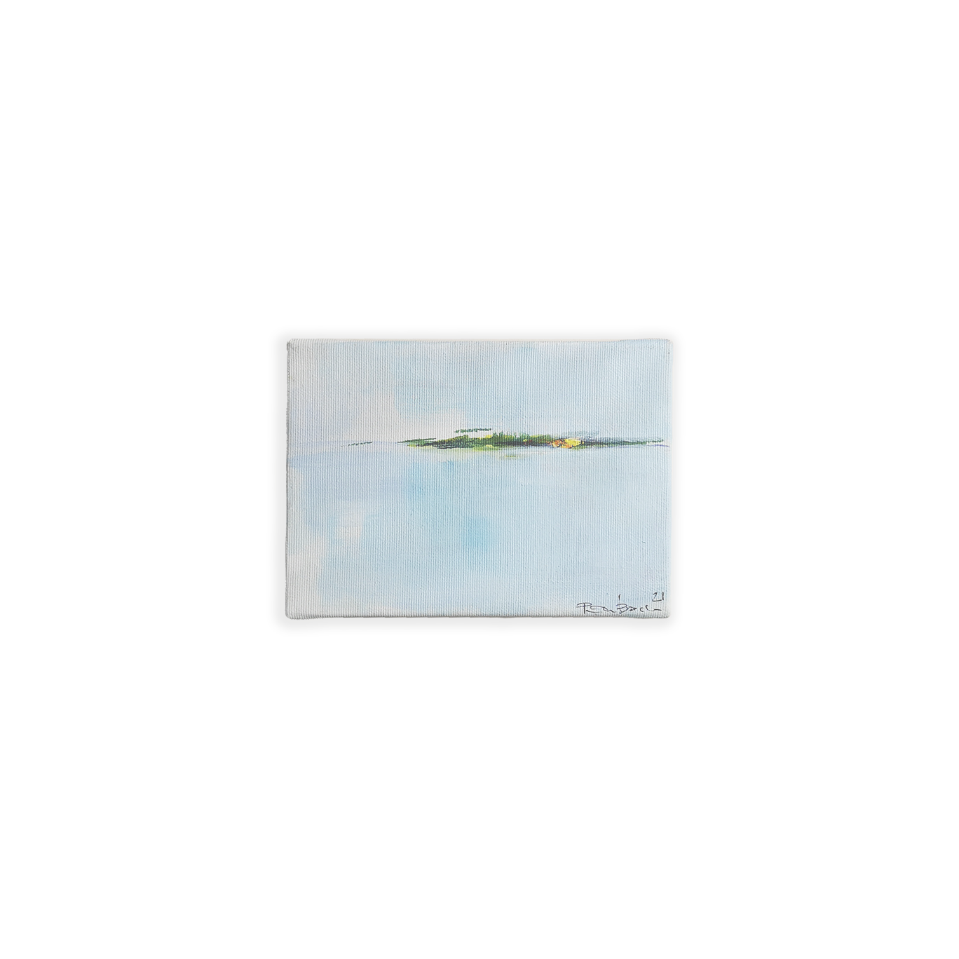 Himmel og hav en sommermorgen - maleri (18 x 13 cm)