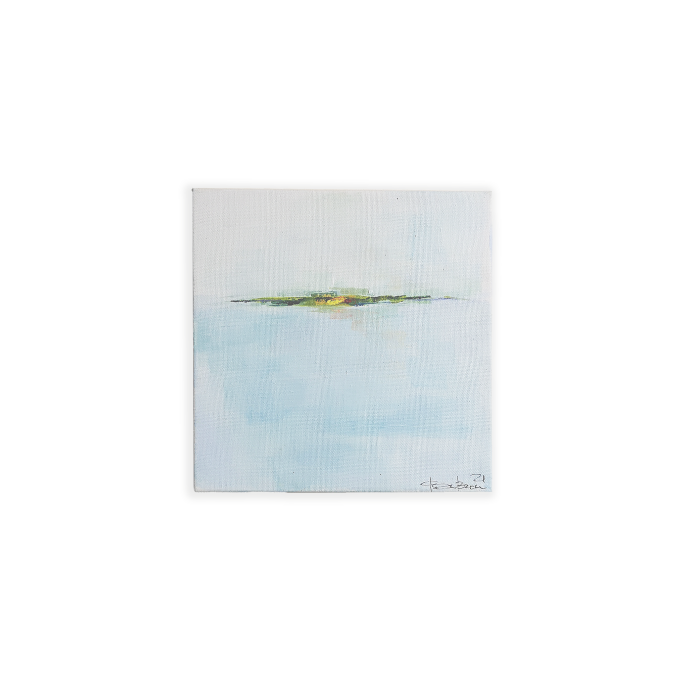 Himmel og hav en sommermorgen - maleri (20 x 20 cm)
