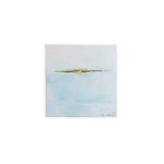 Himmel og hav en sommermorgen - maleri (20 x 20 cm)